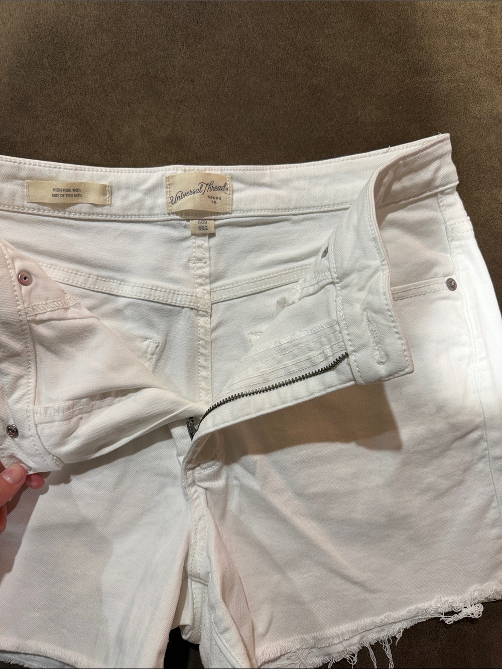 Universal Thread White High-Rise Denim Shorts